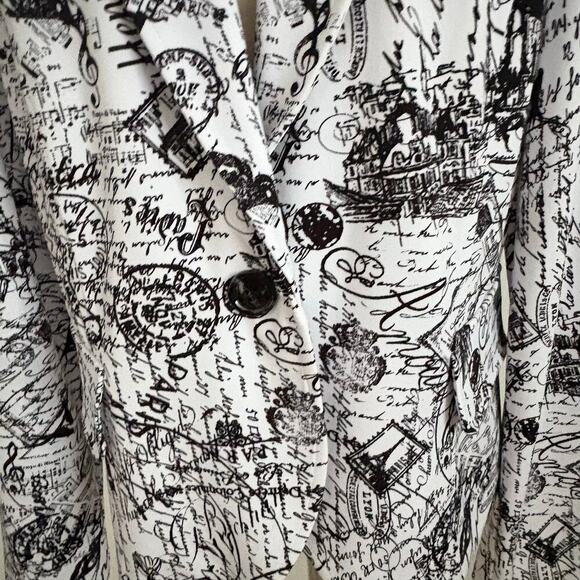 Joseph Ribkoff Statement City Print Blazer Jacket Black White Women’s Size 12 - Picture 6 of 9
